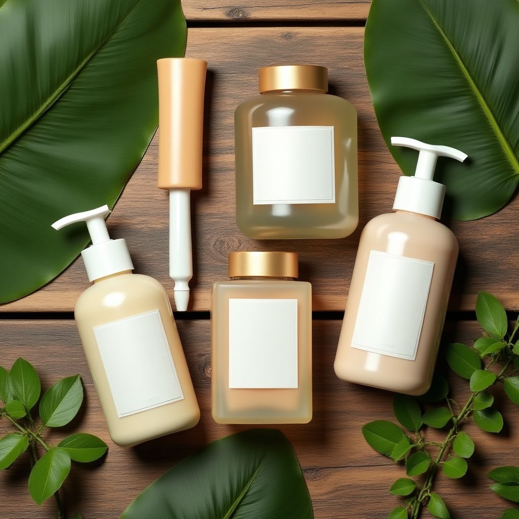 Productos de una marca ecológica de cuidado de la piel.